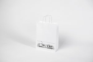 Biała torba papierowa Kraft z nadrukiem